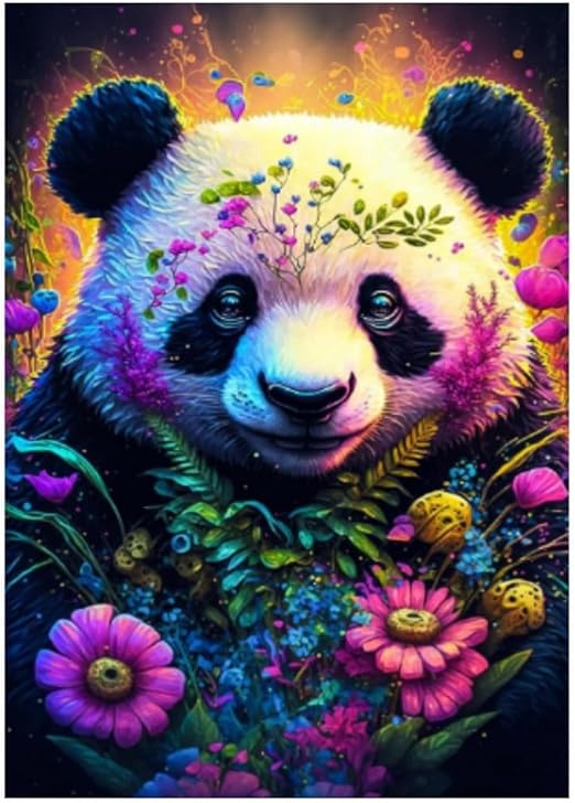 Diamond Painting Kit " Blumen Panda "! 30 x 40 cm!