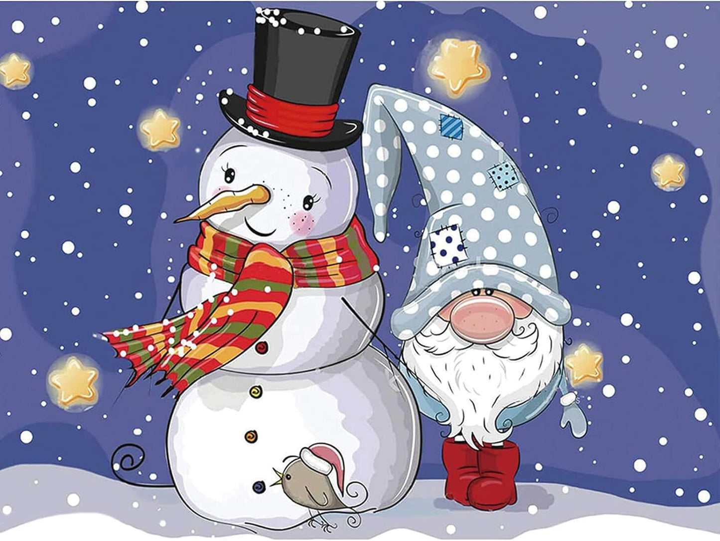 Diamond Painting Kit " Schneemann und Wichtel / Gnom"! 30 x 40 cm!