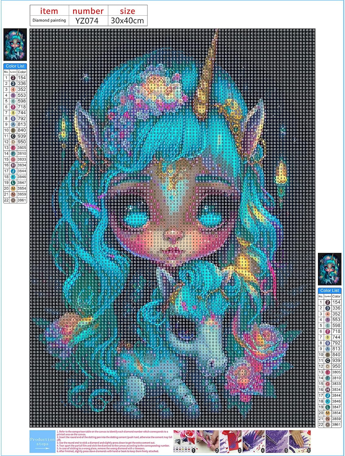 Diamond Painting Kit " Elfen Mädchen "! 30 x 40 cm!