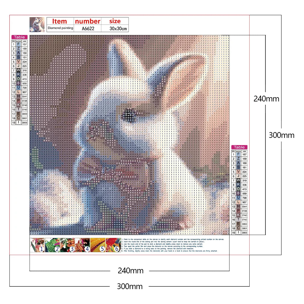 Diamond Painting Kit " Hase mit Schleife "! 30 x 30 cm!