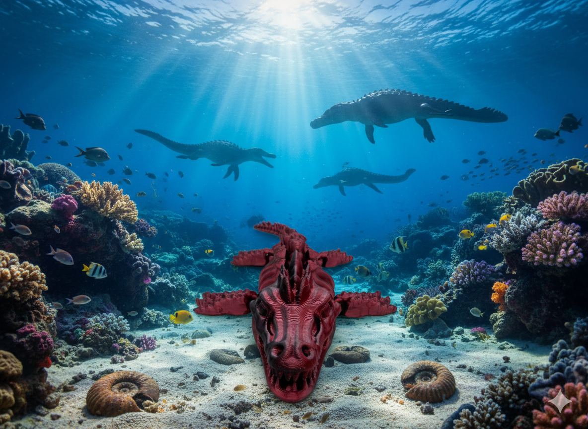 Flexi Mosasaurus Skelett Detailansicht bewegliche Glieder 3D-Druck Fidget Toy - fks-design