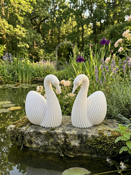 Weiße Schwäne 3D gedruckt Deko Set romantisch PLA