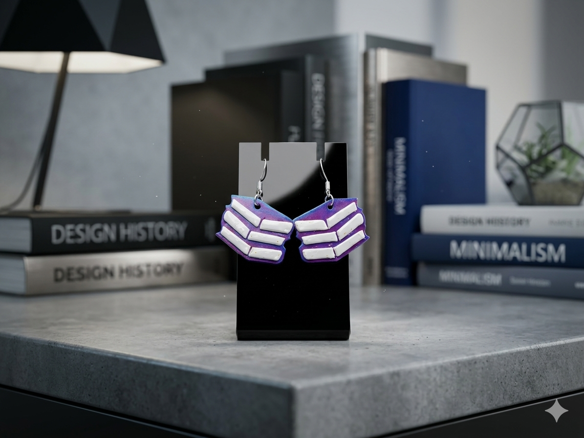 Buchstapel Ohrringe aus 3D-Druck mit 925er Sterlingsilber-Häken – Schmuck für Bücherliebhaber von fks-design