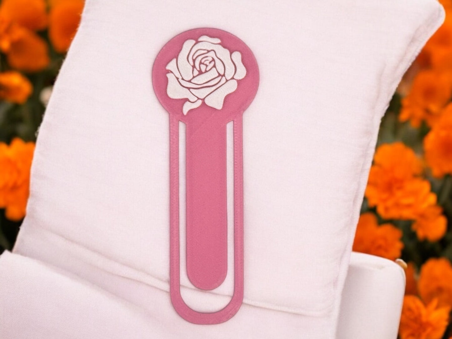 3D Druck Lesezeichen Rose – Farbe Rosa/Weiß von fks-design