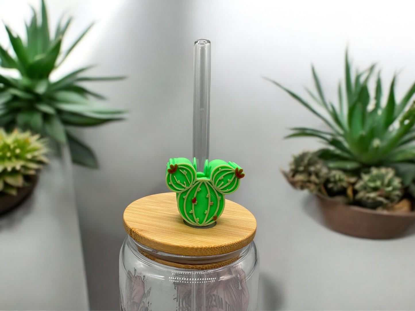 3D Druck Trinkhalm Topper Mausohren Kaktus - Strohhalm Deko PLA - fks-design