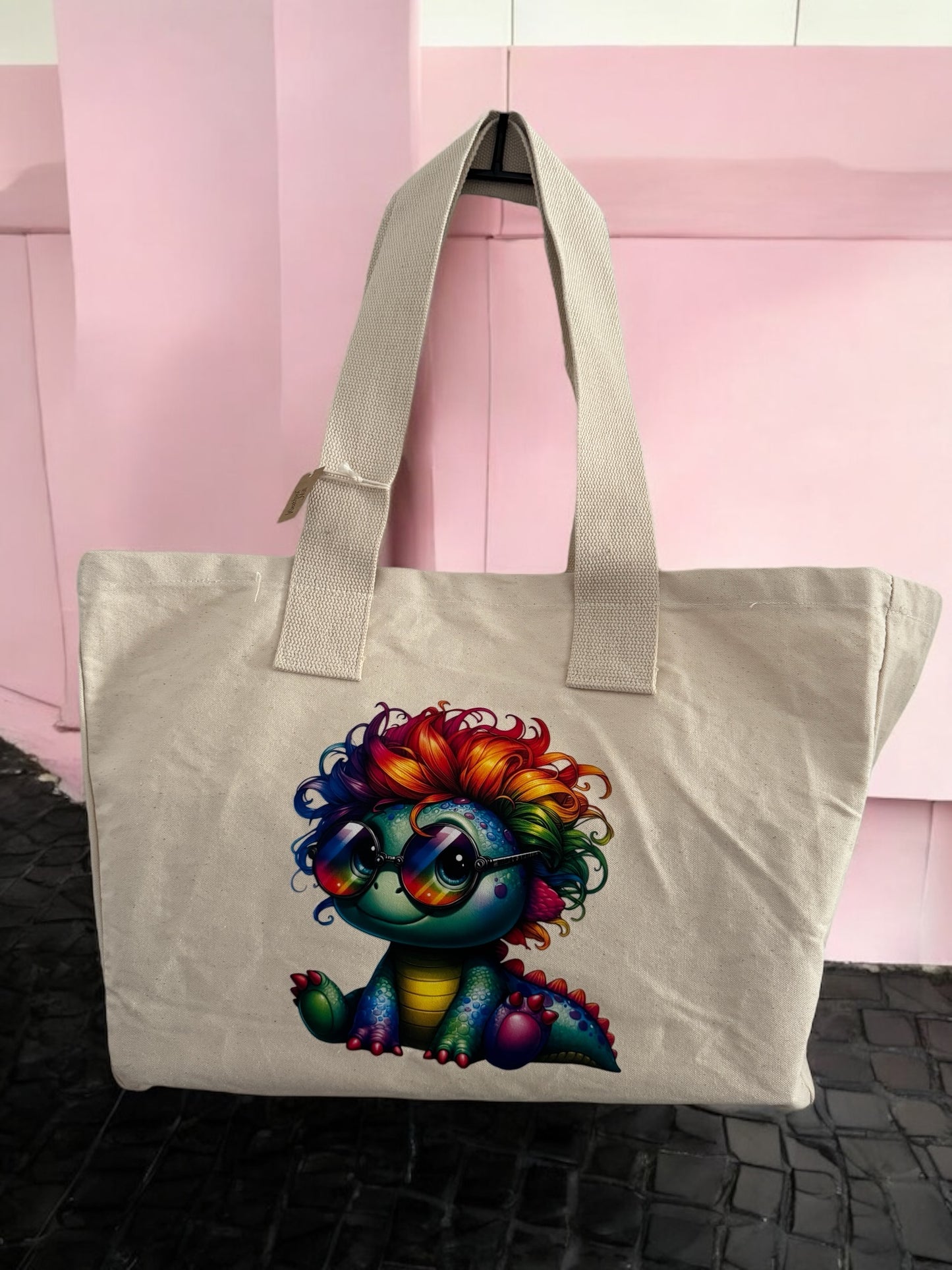 Westford Mill Everyday Canvas Bag " Rainbow Dino 1 "!