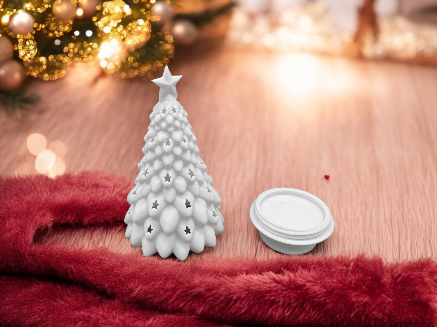 LED Teelichthalter " Weihnachtsbaum weiß " 3D Druck!