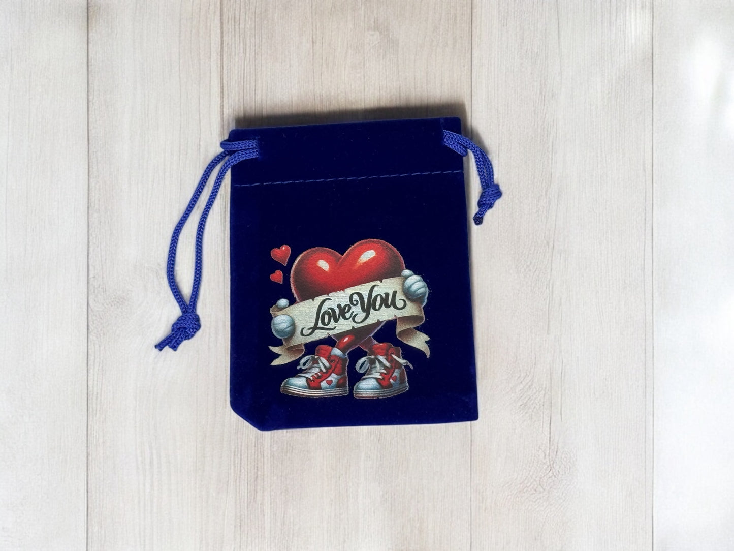 Samtbeutel Love You mit Kordelzug 7x9 cm von fks-design - liebevoller Geschenkbeutel