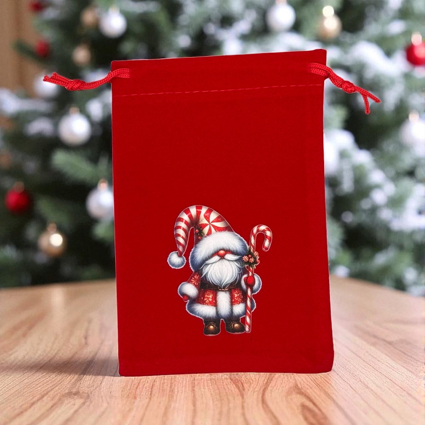 Samtbeutel " Candy Santa " mit Kordelzug! 10 x 15 cm