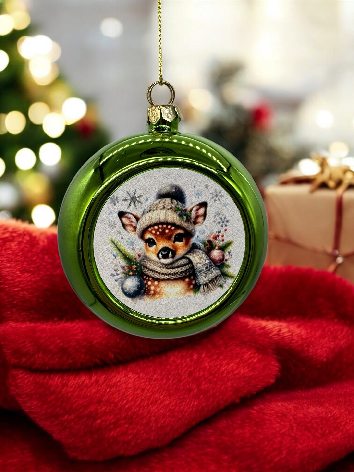 Kunststoff Weihnachtskugel " Weihnachtsreh "!