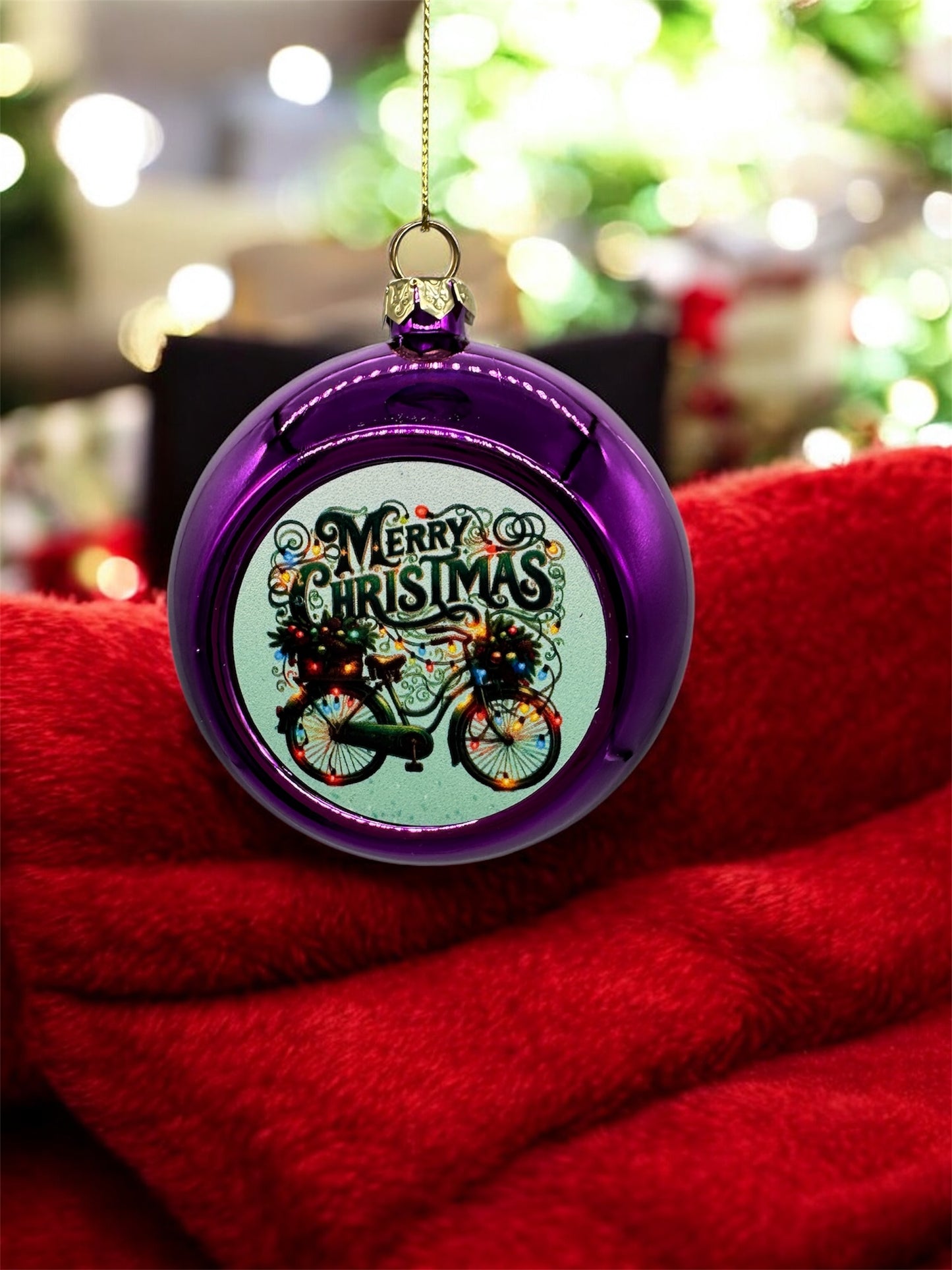 Kunststoff Weihnachtskugel " Merry Christmas Fahrrad "!
