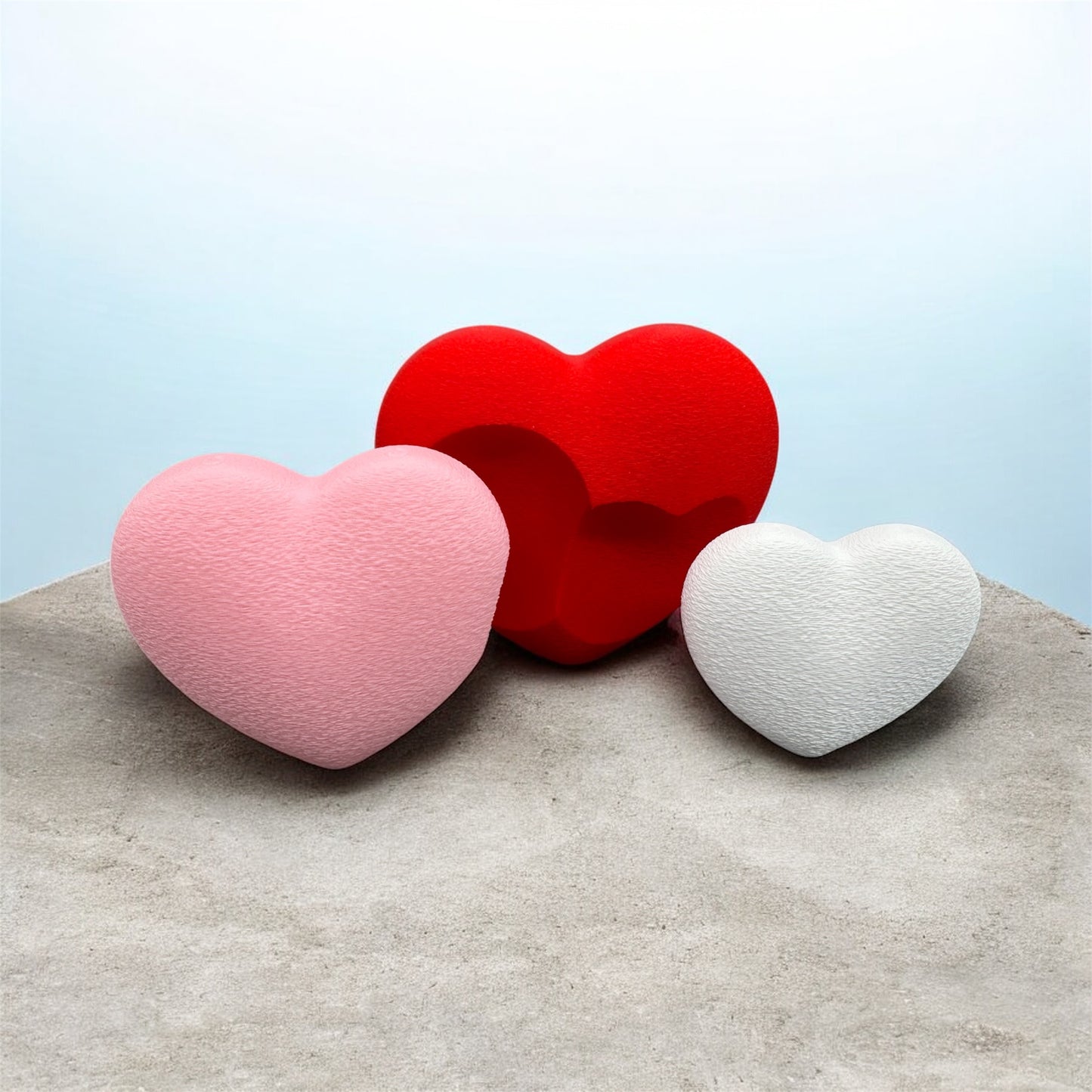 Herz Trio 3D Druck Rot - Drei Herzen Liebesgeschenk - fks-design