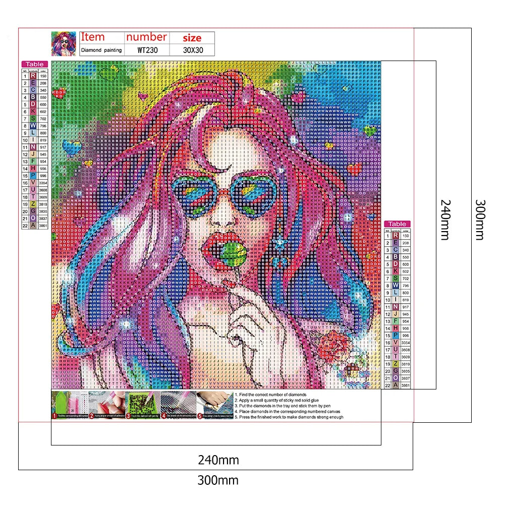 Diamond Painting Kit " Lollipop Girl "! 30 x 30 cm!