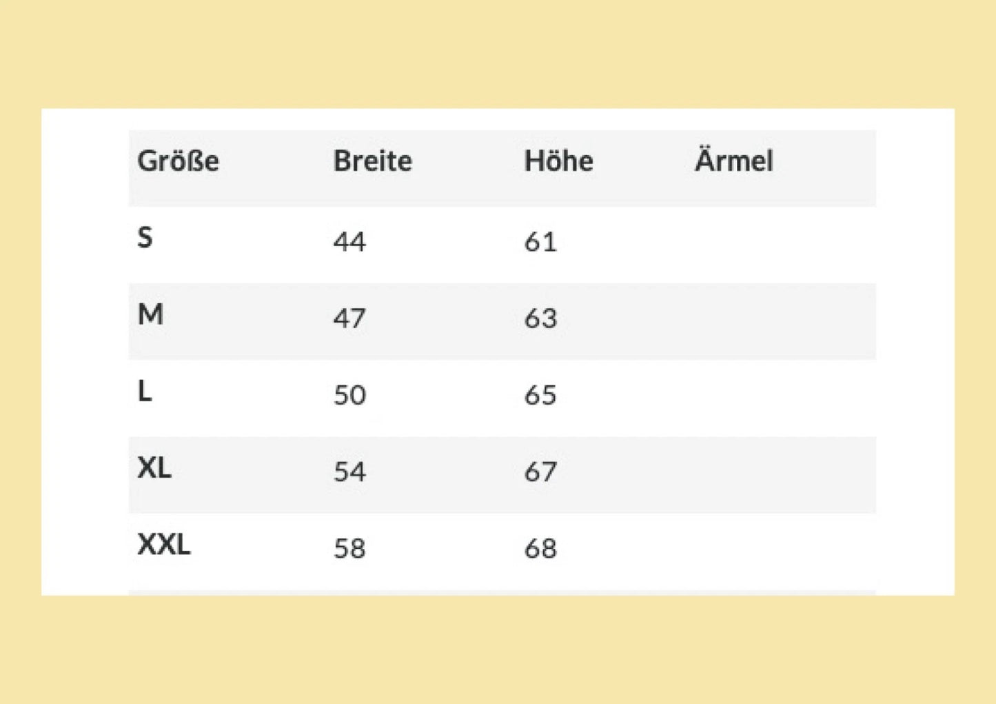 Größentabelle Damen T-Shirt von fks-design