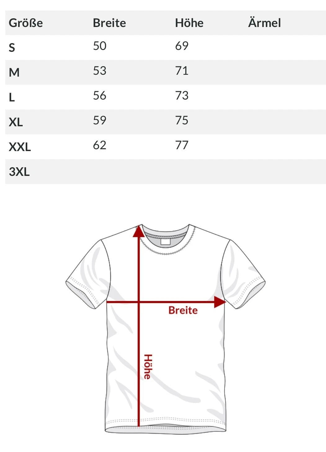 Größentabelle Unisex T-Shirt von fks-design