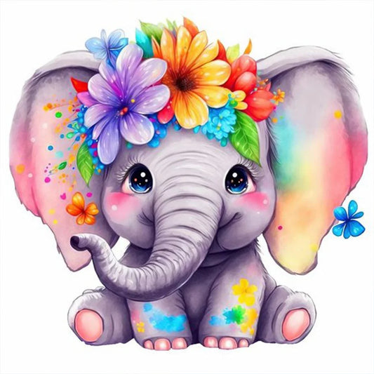 Diamond Painting Kit " Blumiger Elefant "! 30 x 30 cm!