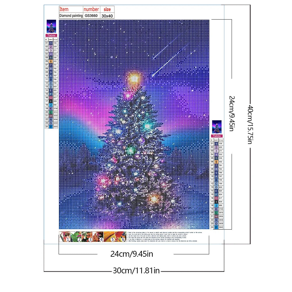 Diamond Painting Kit " Weihnachtsbaum"! 30 x 40 cm! Eckige Steine!