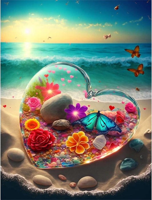 Diamond Painting Kit " Strand Herz "! 30 x 40 cm!