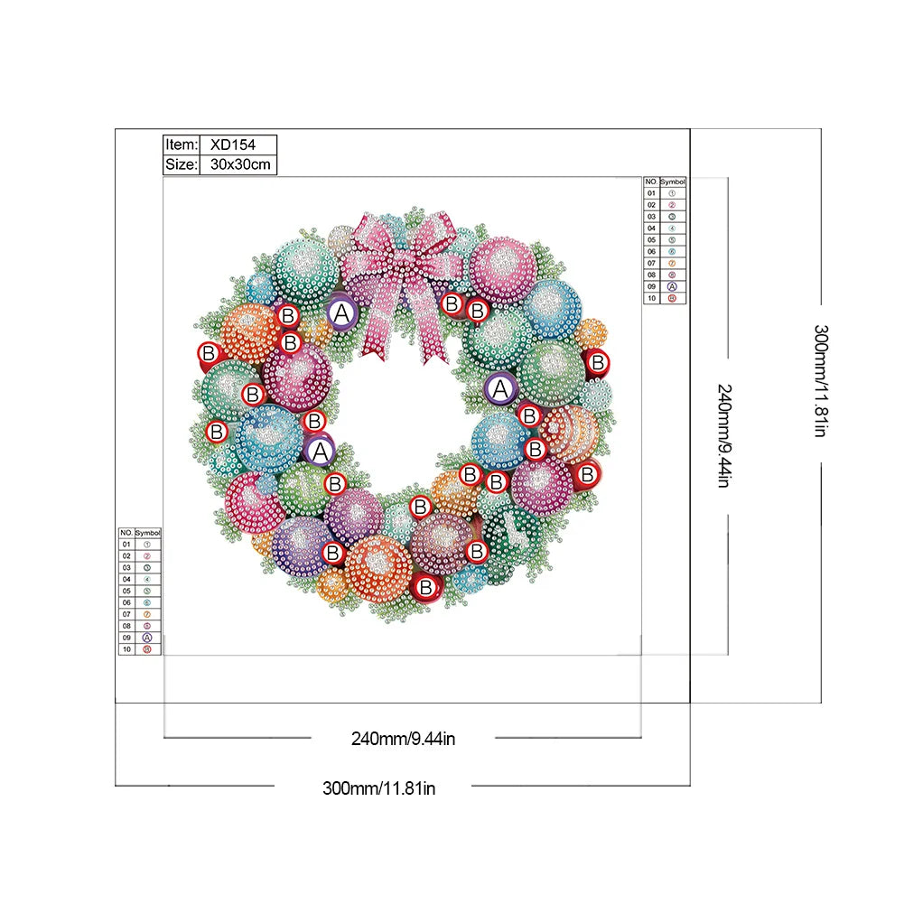 Diamond Painting Kit " Strass Weihnachtskranz "! 30 x 30 cm!