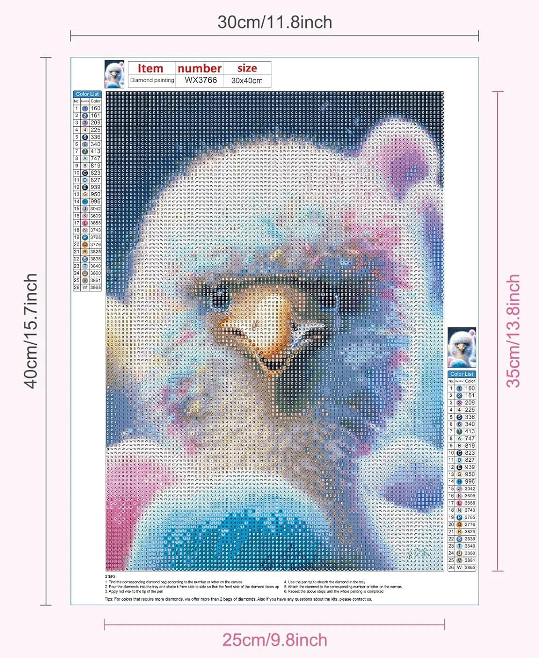Diamond Painting Kit " Strauß "! 30 x 40 cm!