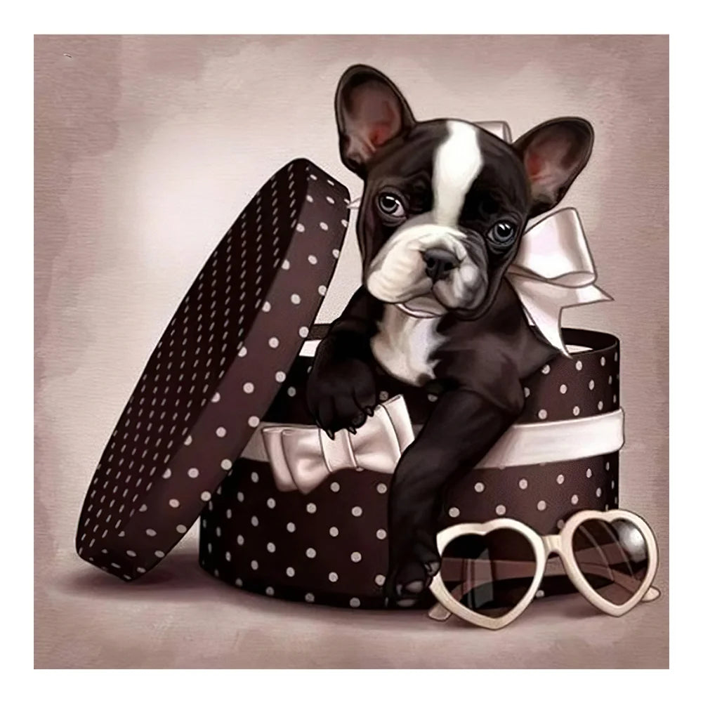 Diamond Painting Kit " Hunde Welpe in Box "! 30 x 30 cm!
