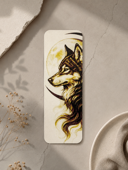 Wolf Lesezeichen 3D Druck HueForge Art mit Mond-Motiv aus PLA, ca. 5×15 cm – von fks-design
