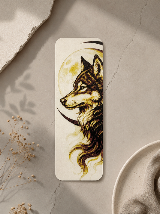 Wolf Lesezeichen 3D Druck HueForge Art mit Mond-Motiv aus PLA, ca. 5×15 cm – von fks-design
