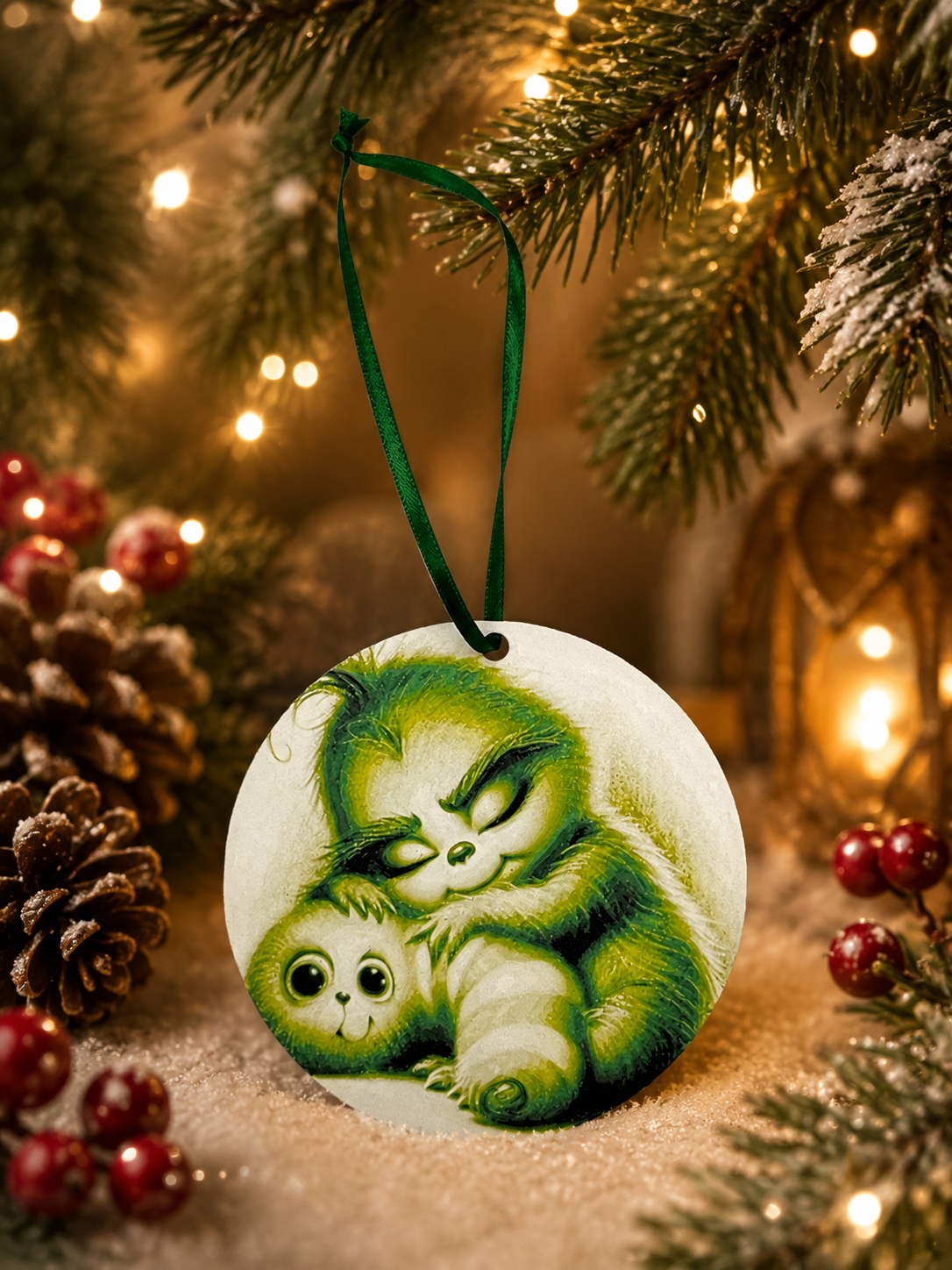 Grünes Baby Monster Anhänger 3D-Druck PLA Hueforge Art Weihnachtsdeko Geschenkidee von fks-design
