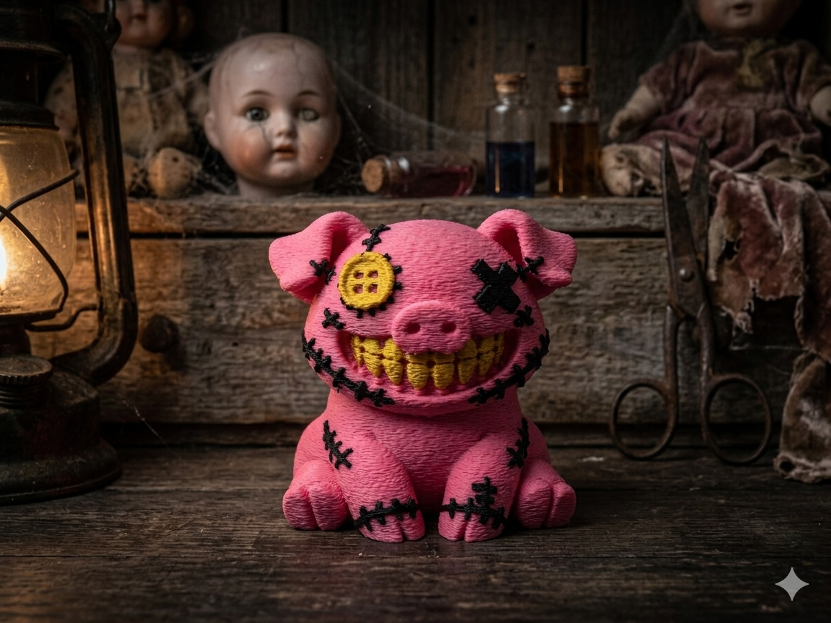 Stitch Buddie Horror-Schwein | Düstere 3D-Druck Sammelfigur