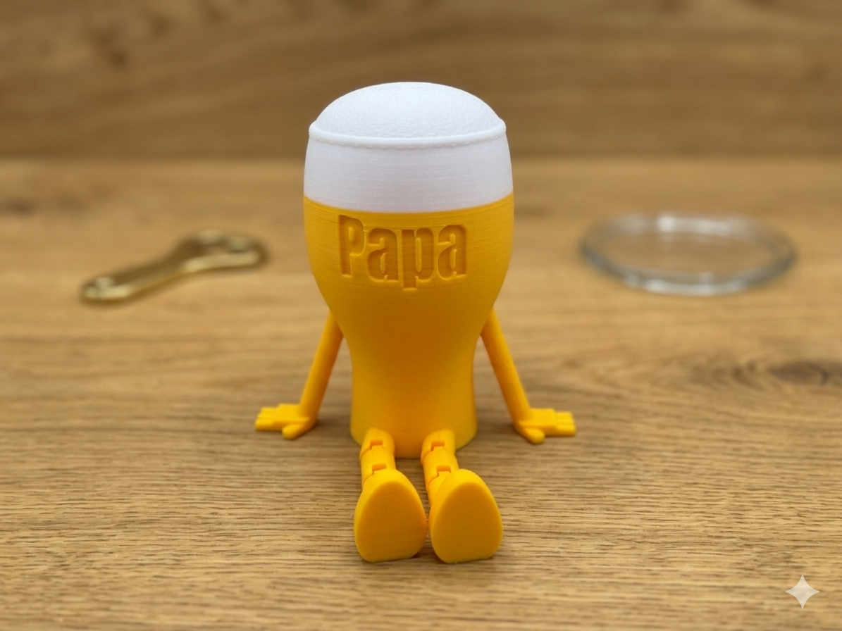 Papa Kantenhocker Bierglas 3D-Druck Figur mit beweglichen Beinen – Vatertag Geschenk von fks-design
