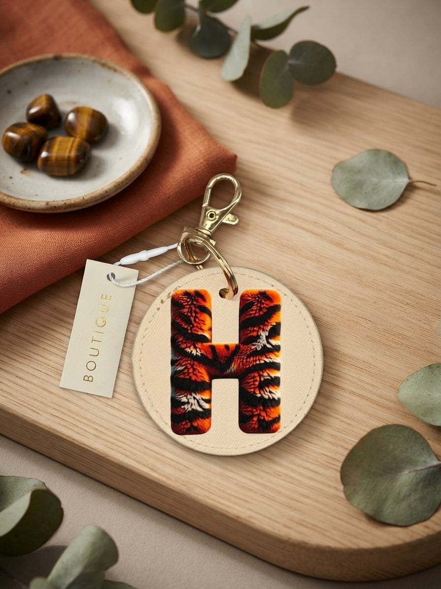 BagBase Buchstabe H Schlüsselanhänger aus PU-Lederoptik mit Leo-/Tiger-Muster von fks-design
