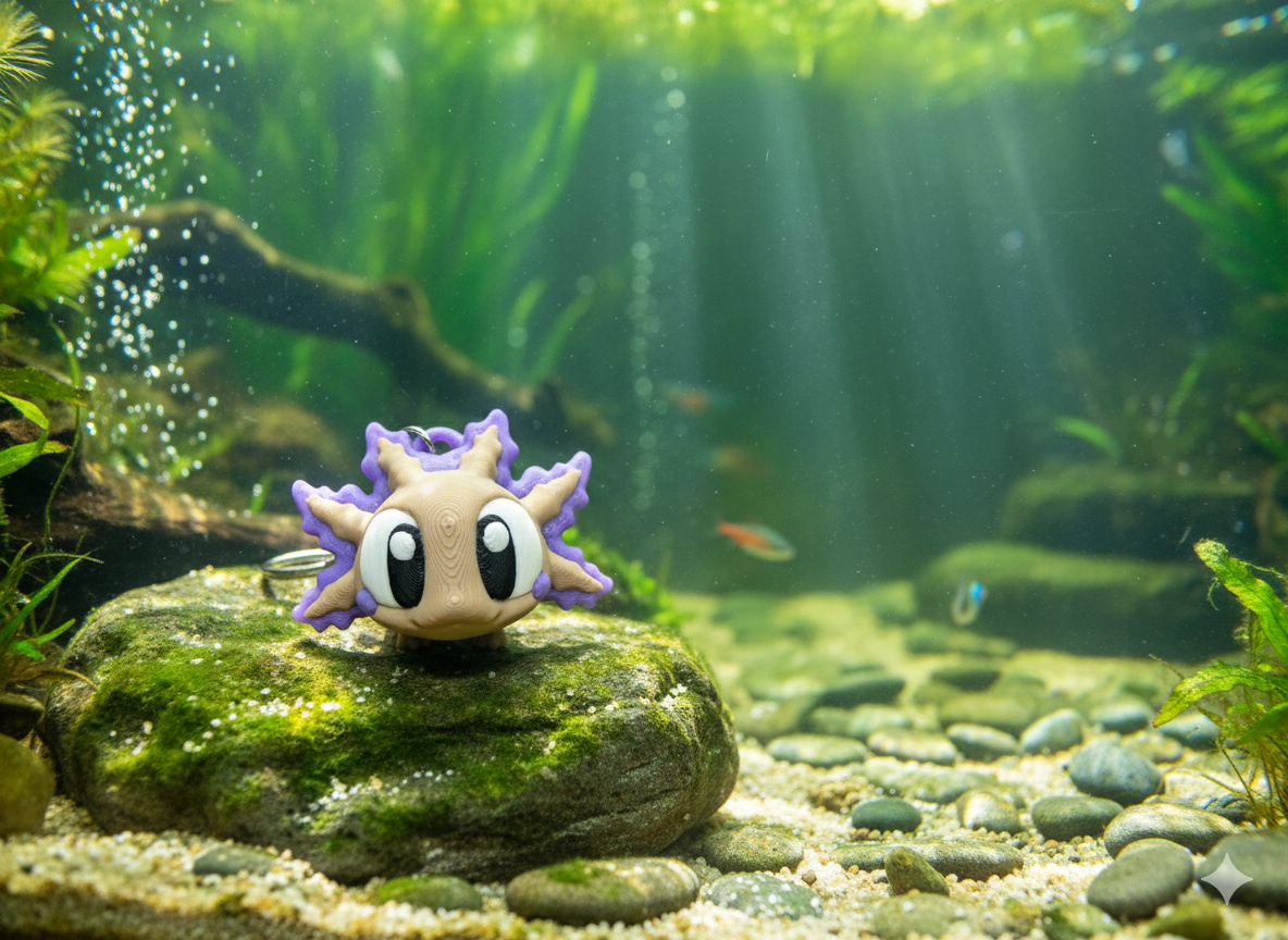 Flexi Schlüsselanhänger Axolotl 3D-Druck Detailansicht Kiemen
