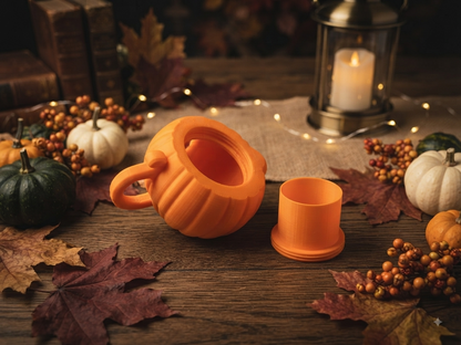 3D Druck LED Teelichthalter Halloween Kürbis Teekanne – Unterseite geöffnet mit Lichtrohr von fks-design
