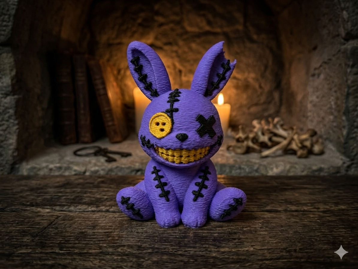 Stitch Buddie Horror-Hase 3D-Druck Sammelfigur im Creepy-Cute-Stil, ca. 10 cm – von fks-design
