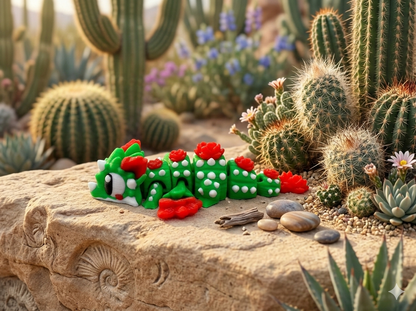 Mini Flexi Blumen Kaktus Drache 3D Druck Grün-Rot beweglich 6cm Fantasy - fks-design
