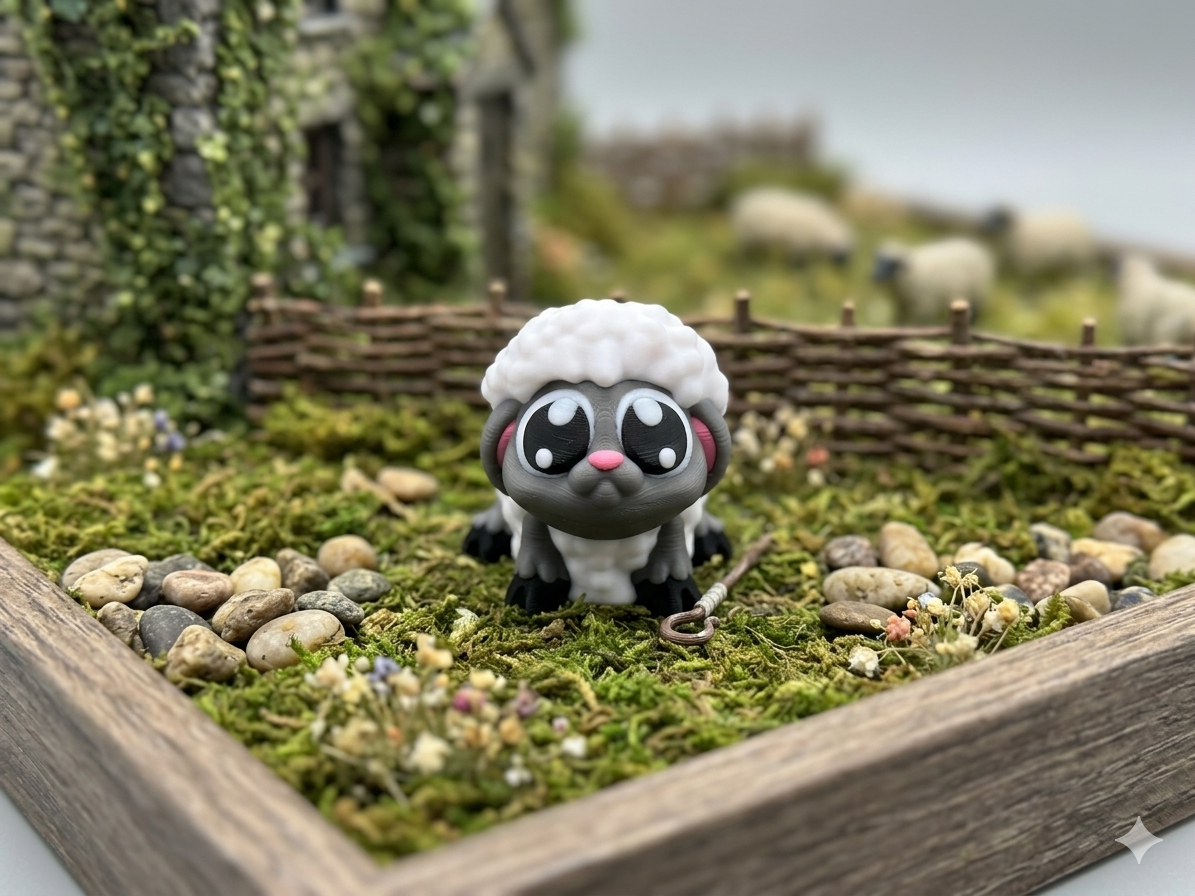 Bewegliches Mini Flexi-Schaf in der Hand, 3D-gedruckt aus PLA, Fidget Toy von fks-design
