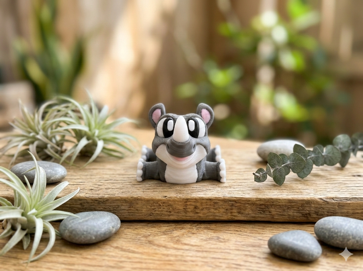 Mini Flexi Nashorn 3D Druck verschiedene Farben Mini Tier Deko - fks-design

