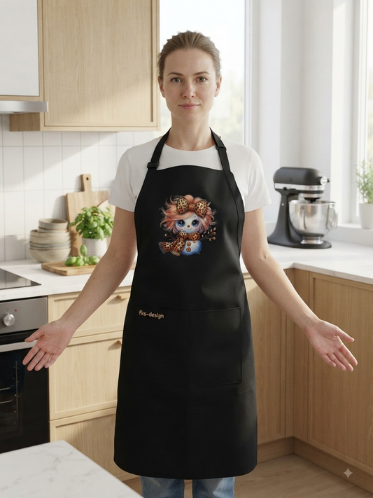 Unisex Koch- Back- Grillschürze Leo Schneemann DTF-Druck schwarz von fks-design
