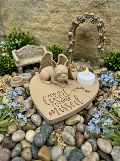 Gedenkstätte Französische Bulldogge 3D Druck - Detailansicht Engel 6,6x14x15,5cm
