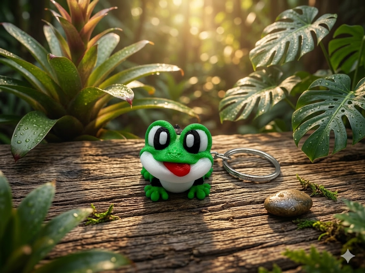 3D Druck Frosch Schlüsselanhänger - Detailansicht 2,7x3,2x3,7cm - fks-design

