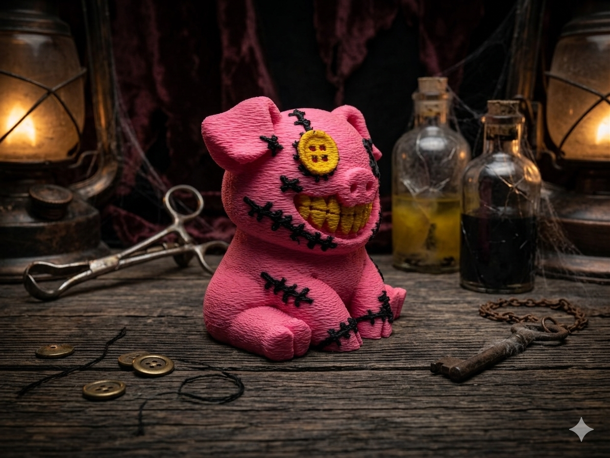 Stitch Buddie Horror-Schwein | Düstere 3D-Druck Sammelfigur
