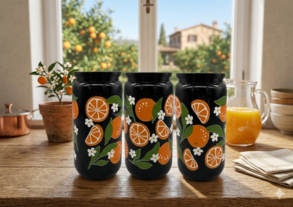 Trinkbecher Orangen mit Deckel und Trinkhalm UV-DTF Motiv 550ml von fks-design
