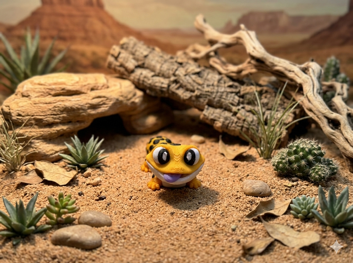 Mini Flexi Eidechse Seitenansicht 3D gedruckt PLA Mini Reptil Deko - fks-design
