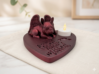 Gedenkstätte Bulldogge Engel-Motiv, Rot-Schwarz Farbverlauf, Erinnerungsstück 3D-Druck von fks-design

