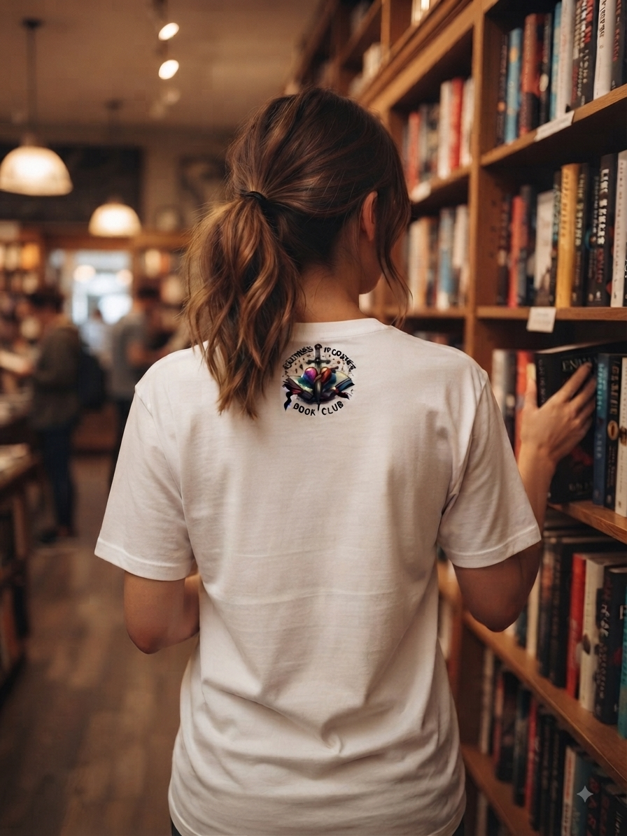 Unisex T-Shirt Enemies to Lovers Book Club weiß – Romantisches Buchclub-Motiv Rückenprint von fks-design

