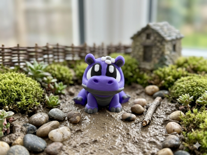 Bewegliches Mini Flexi-Nilpferd Mädchen in der Hand, 3D-gedruckt, Fidget Toy von fks-design

