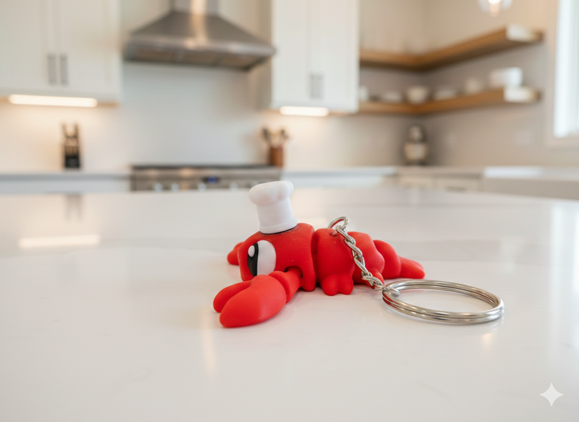 3D-gedruckter Flexi Schlüsselanhänger Hummer Lobster beweglich