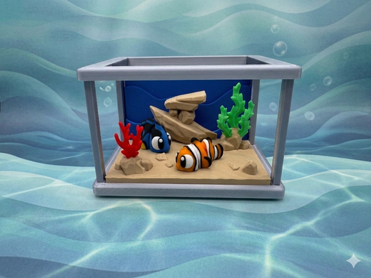 3D-Druck Aquarium Set mit 2 Flexi-Fischen – maritimes Deko-Spielset von fks-design
