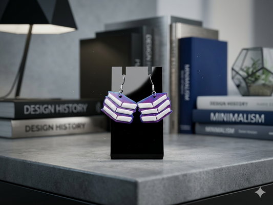 Buchstapel Ohrringe aus 3D-Druck mit 925er Sterlingsilber-Häken – Schmuck für Bücherliebhaber von fks-design
