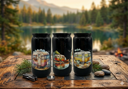 Trinkbecher Camping mit Deckel und Trinkhalm UV-DTF Motiv 550ml von fks-design
